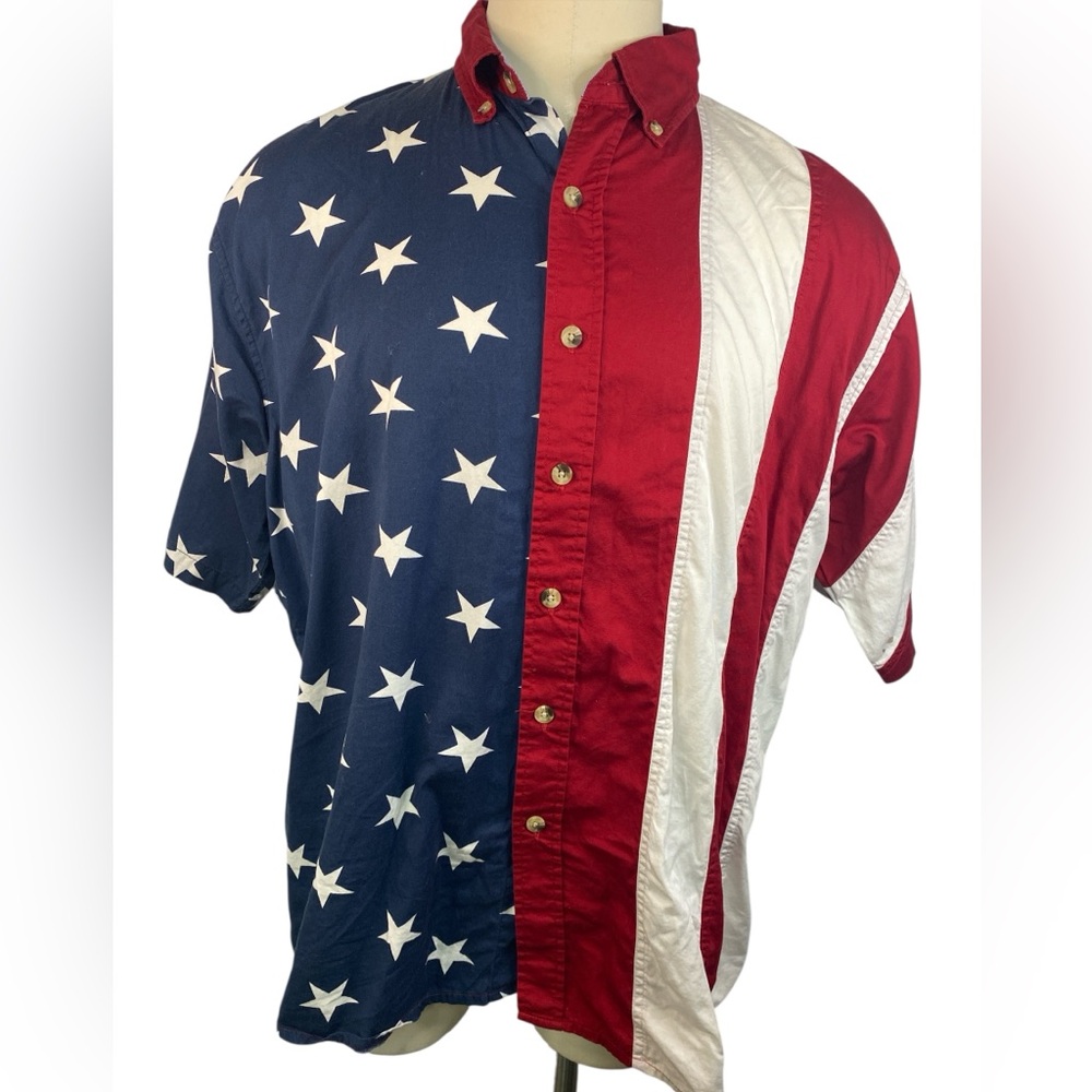 Cotton Traders Sport Patriotic Star and Stripe Shirt Men’s XL